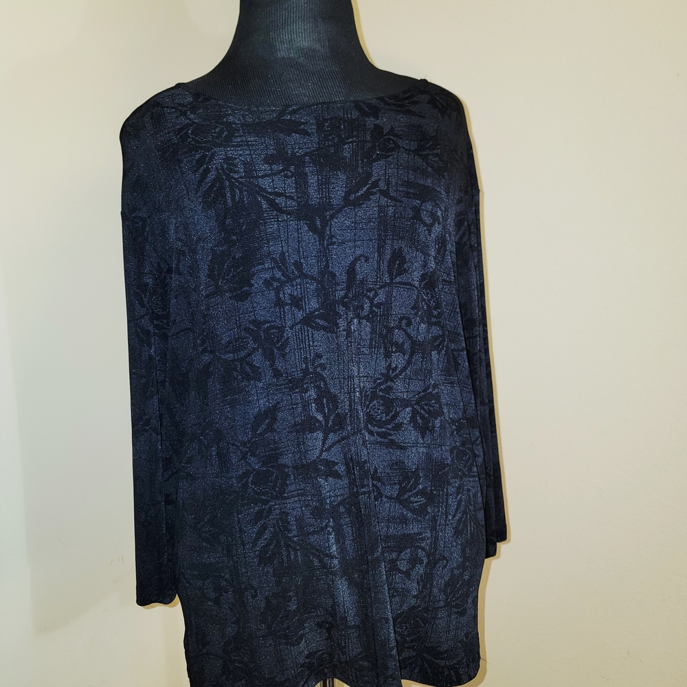 *All Tops: 5 for $25* Source Unknown Black Floral Tunic